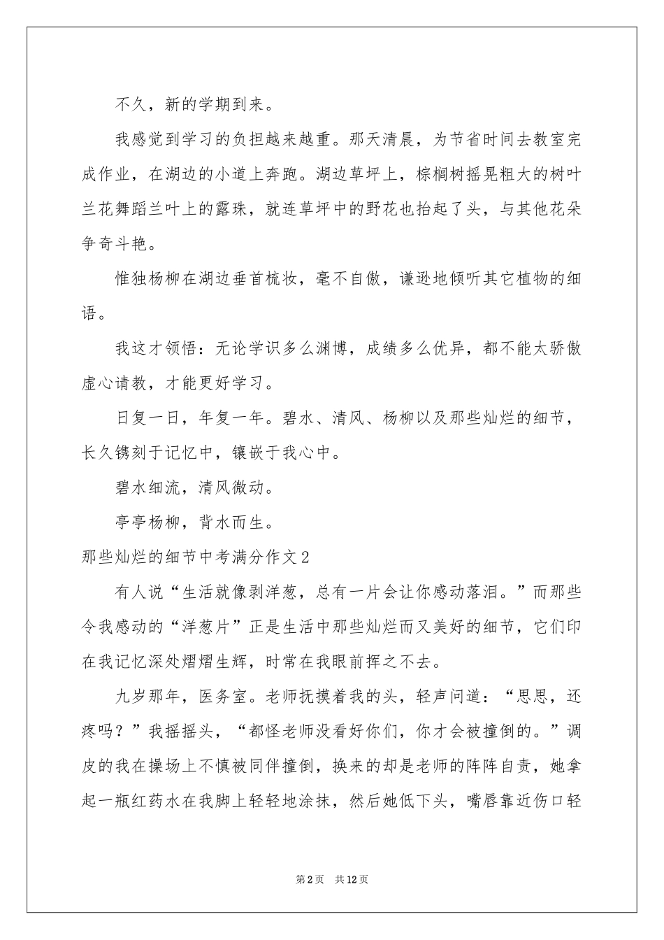 那些灿烂的细节中考满分作文_第2页