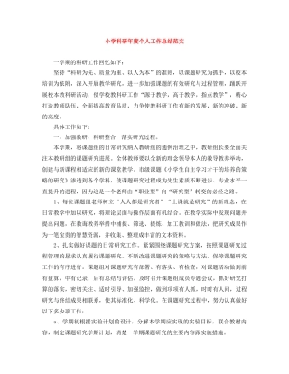 小学科研年度个人工作总结范文 