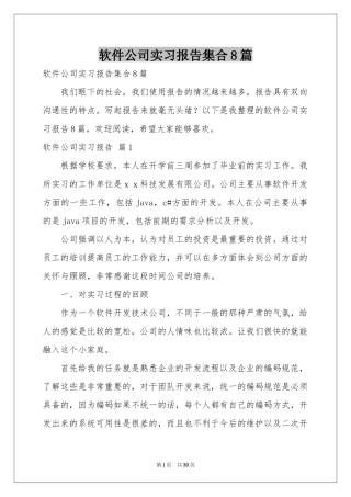 软件公司实习报告集合8篇