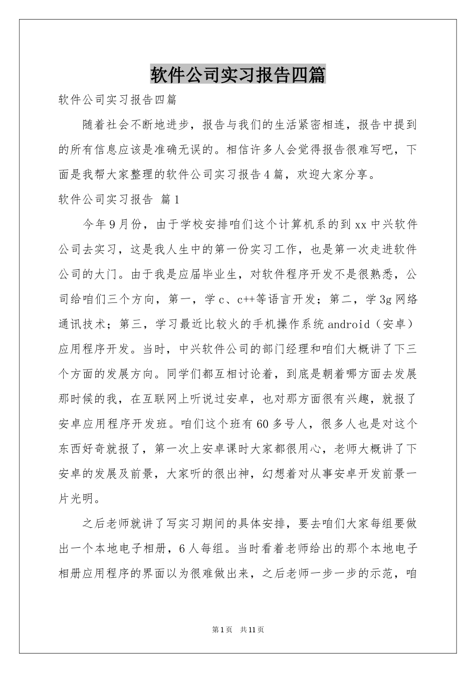 软件公司实习报告四篇_第1页