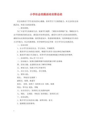 小学社会实践活动安排总结 