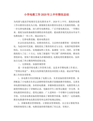 小学电教工作2024年上半年情况总结 