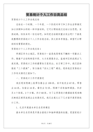 贸易统计个人工作自我参考总结