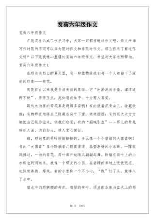 赏荷六年级作文