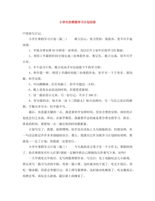 小学生的寒假学习计划安排 