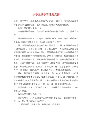 小学生的学习计划安排 (2) 