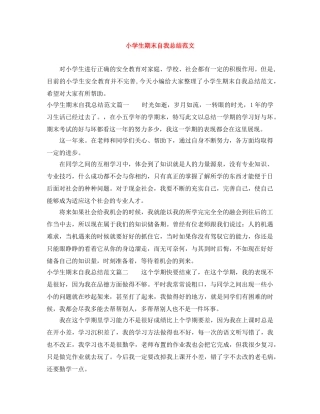 小学生期末自我总结范文 