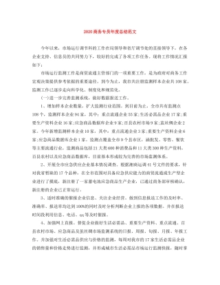 商务专员年度总结范文