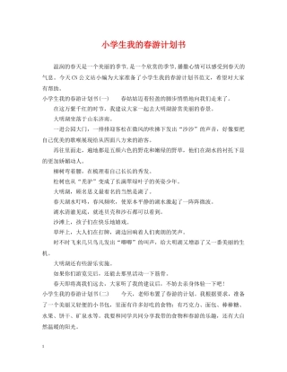 小学生我的春游计划书 