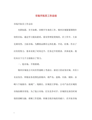 市场开拓员工作总结