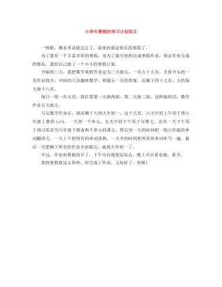 小学生寒假的学习计划范文 