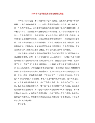 2020年7月项目组长工作总结范文精选