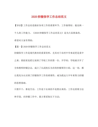 控辍保学工作总结范文