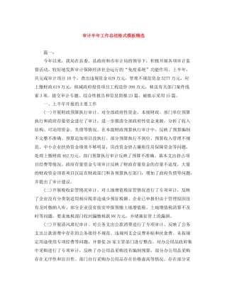 审计半年工作总结格式模板精选