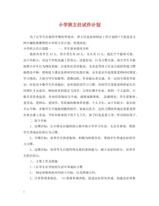 小学班主任试作计划 