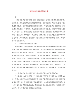 统计法制工作总结例文分享