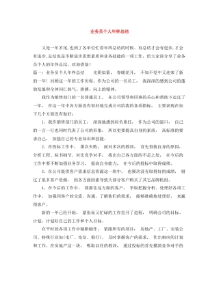 业务员个人年终总结