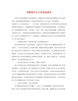 市政务中心工作总结范文