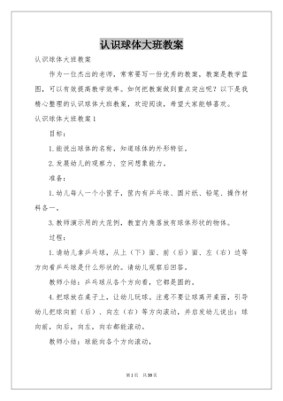 认识球体大班教案