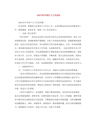 审计年度个人工作总结