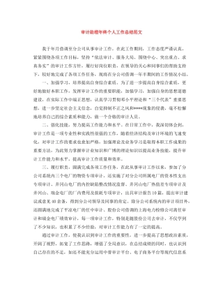 审计助理年终个人工作总结范文