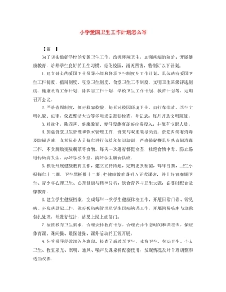 小学爱国卫生工作计划怎么写 