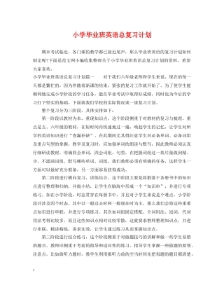小学毕业班英语总复习计划 