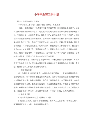 小学毕业班工作计划 (2) 