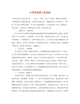 小学毕业班工作总结2 