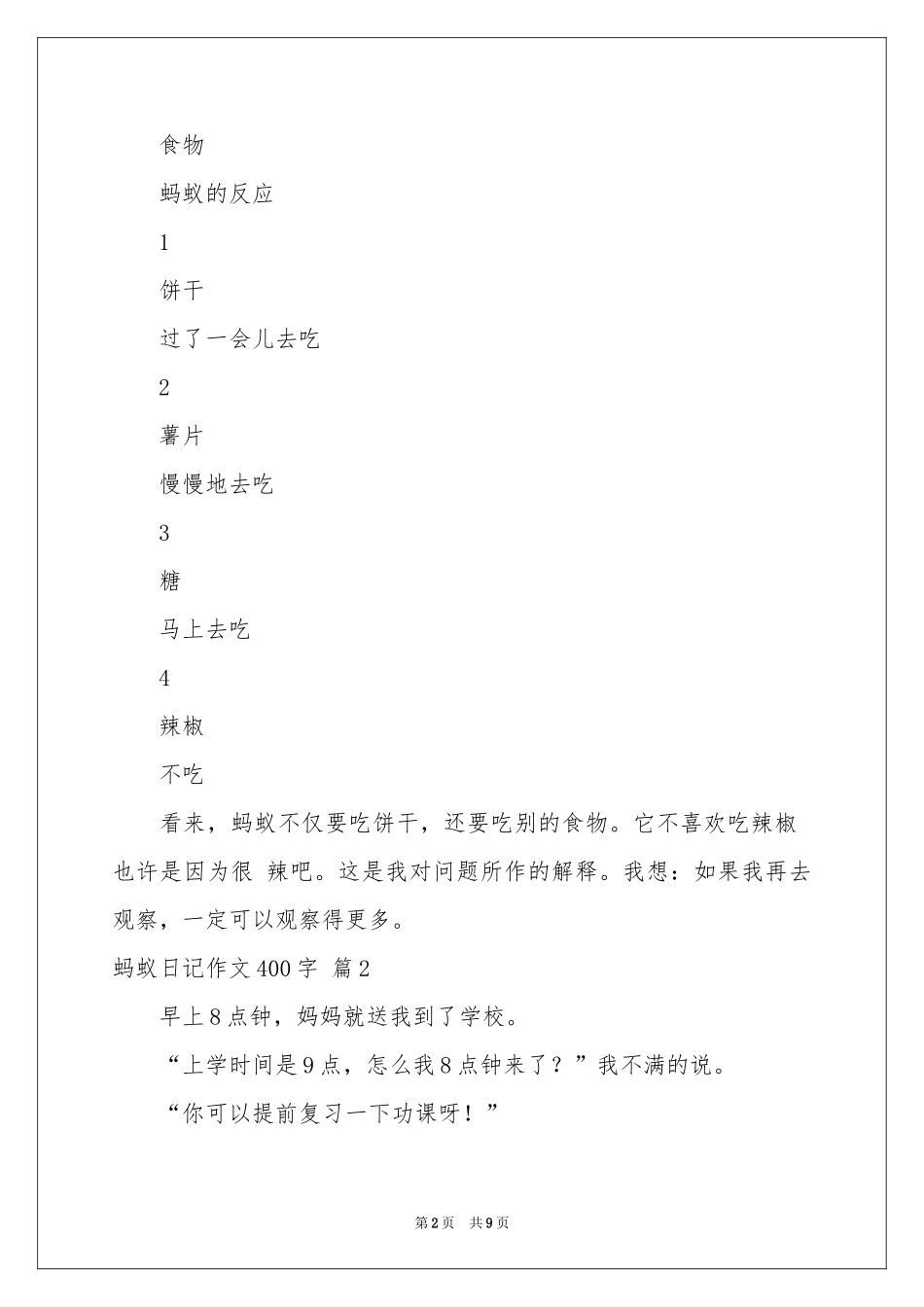 蚂蚁日记作文400字九篇_第2页