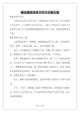 葡萄说明文作文合集五篇