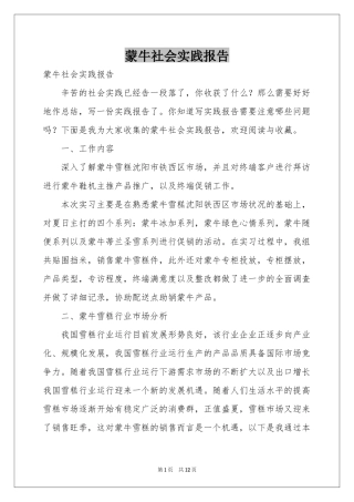 蒙牛社会实践报告