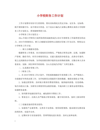 小学校财务工作计划 