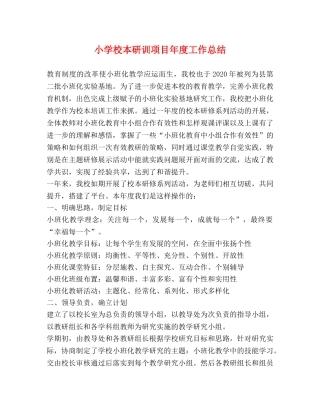 小学校本研训项目年度工作总结 