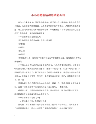 小小志愿者活动总结怎么写