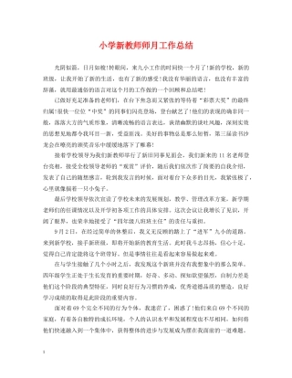 小学新教师师月工作总结 