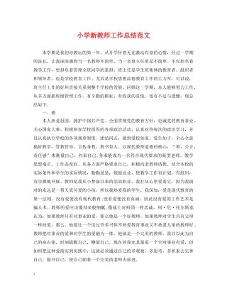 小学新教师工作总结范文2 