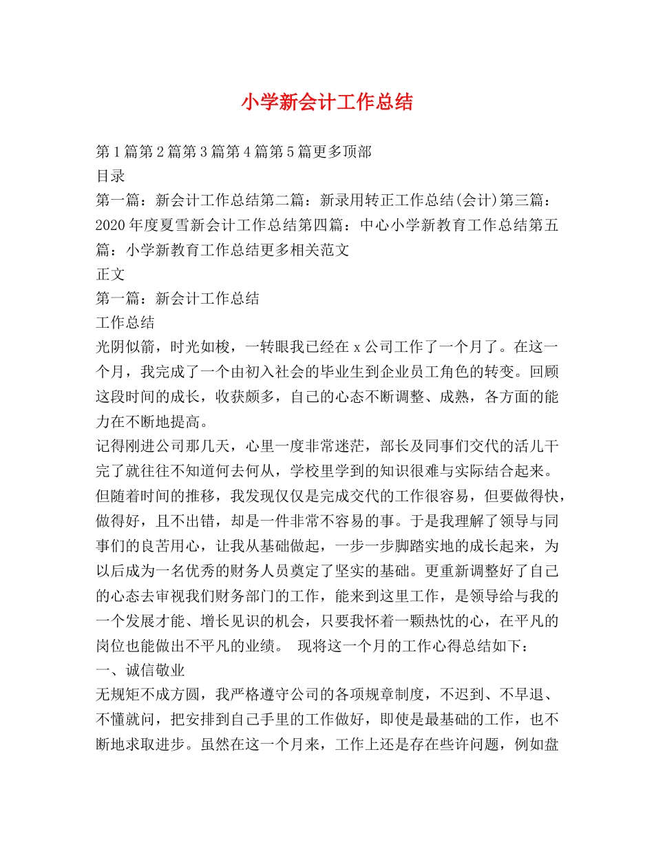 小学新会计工作总结 _第1页
