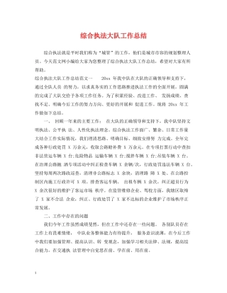 综合执法大队工作总结