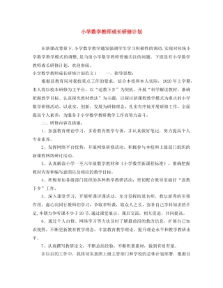 小学数学教师成长研修计划 