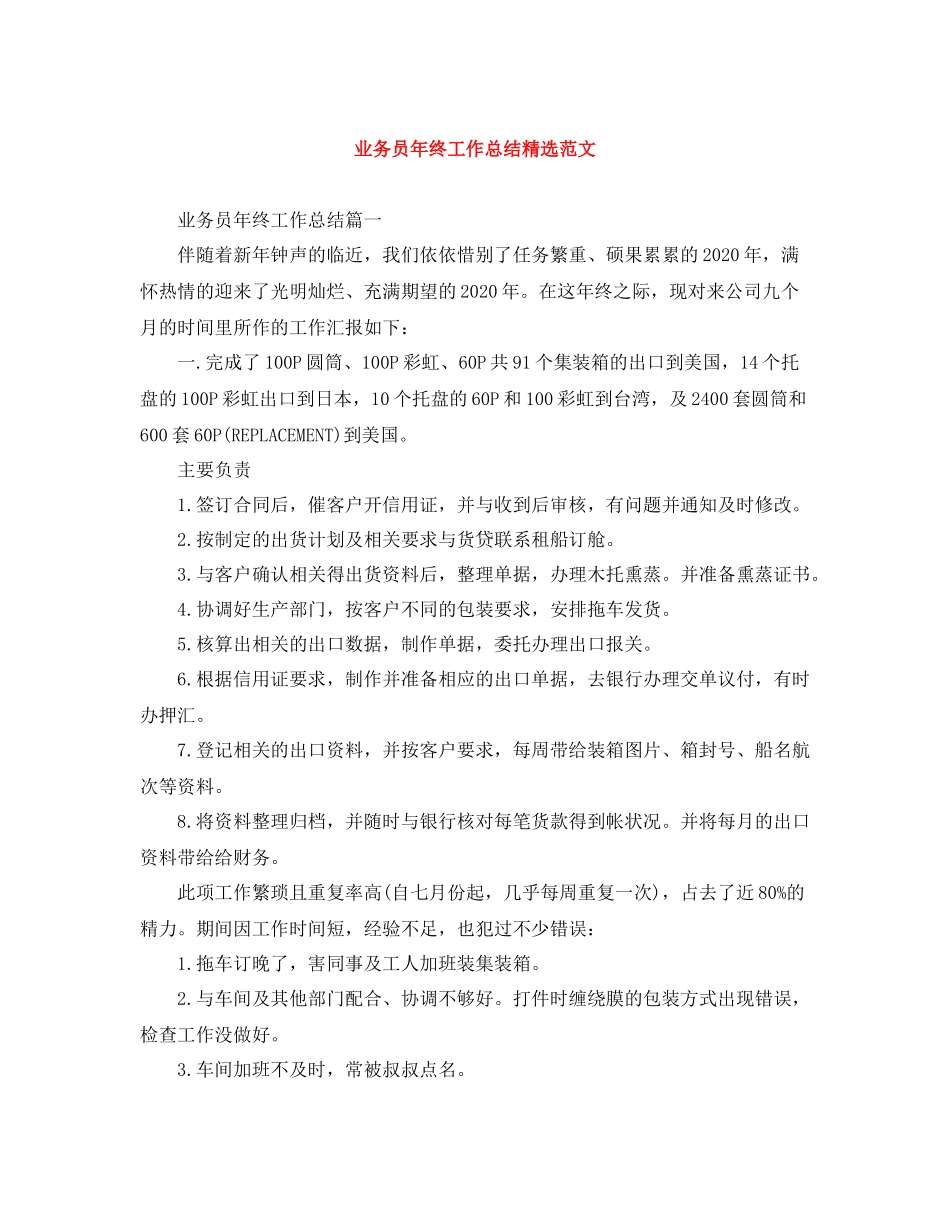 业务员年终工作总结精选范文_第1页