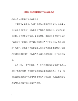 招商人员试用期转正工作自我总结