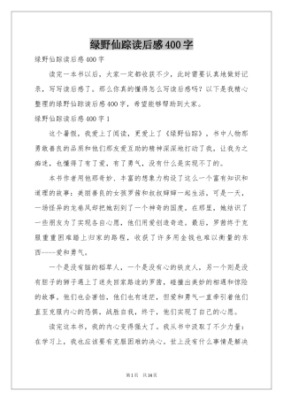 绿野仙踪读后感400字
