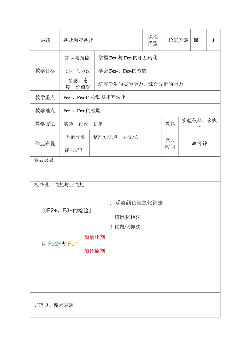 铁盐亚铁盐优质课上课用教案_第2页