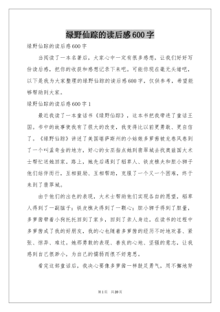 绿野仙踪的读后感600字