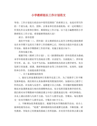 小学教研组长工作计划范文 (2) 
