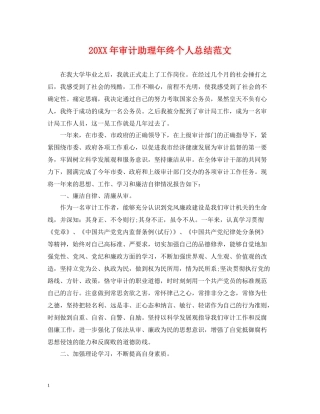 审计助理年终个人总结范文2