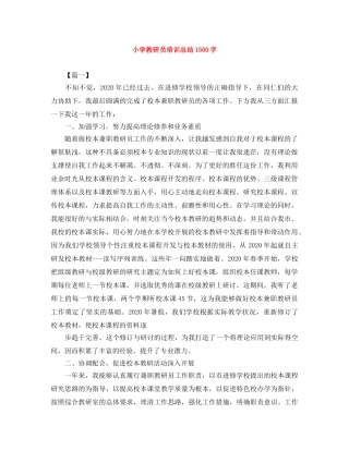 小学教研员培训总结1500字 