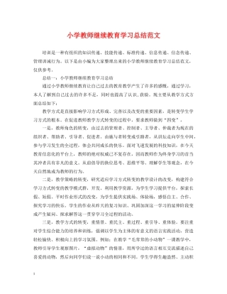 小学教师继续教育学习总结范文 