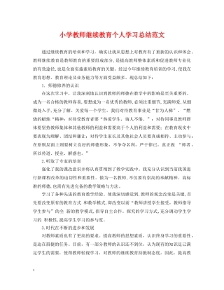 小学教师继续教育个人学习总结范文 